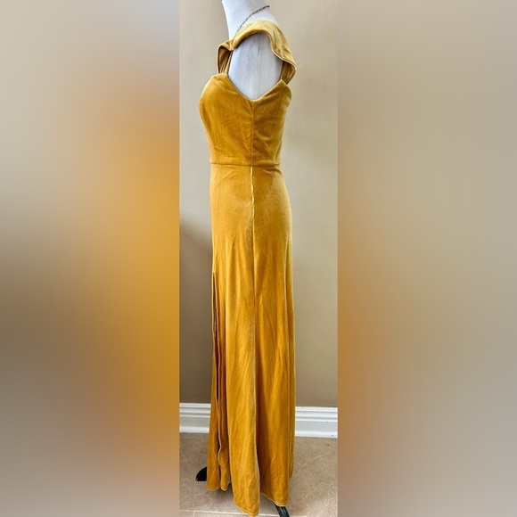 Jenny Yoo Gold Velvet Maxi Dress - Picture 6 of 12